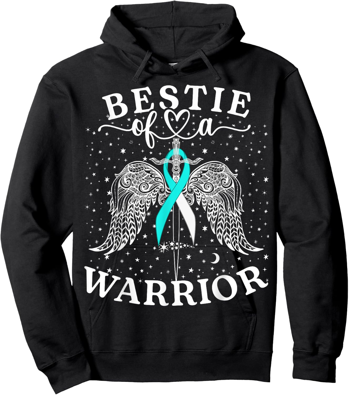 Bestie Of A Warrior Cervical Cancer Awareness Support Squad Hoodie - Hoodie | Black