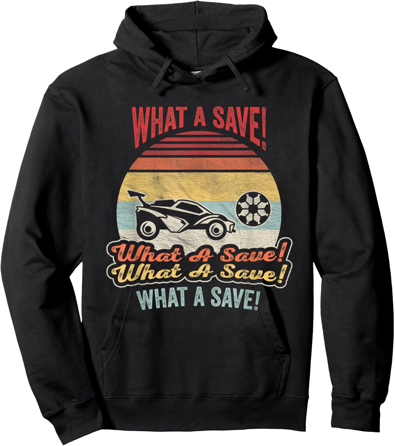 Vintage Retro What A Save Soccer Car League Hoodie - Hoodie | Black