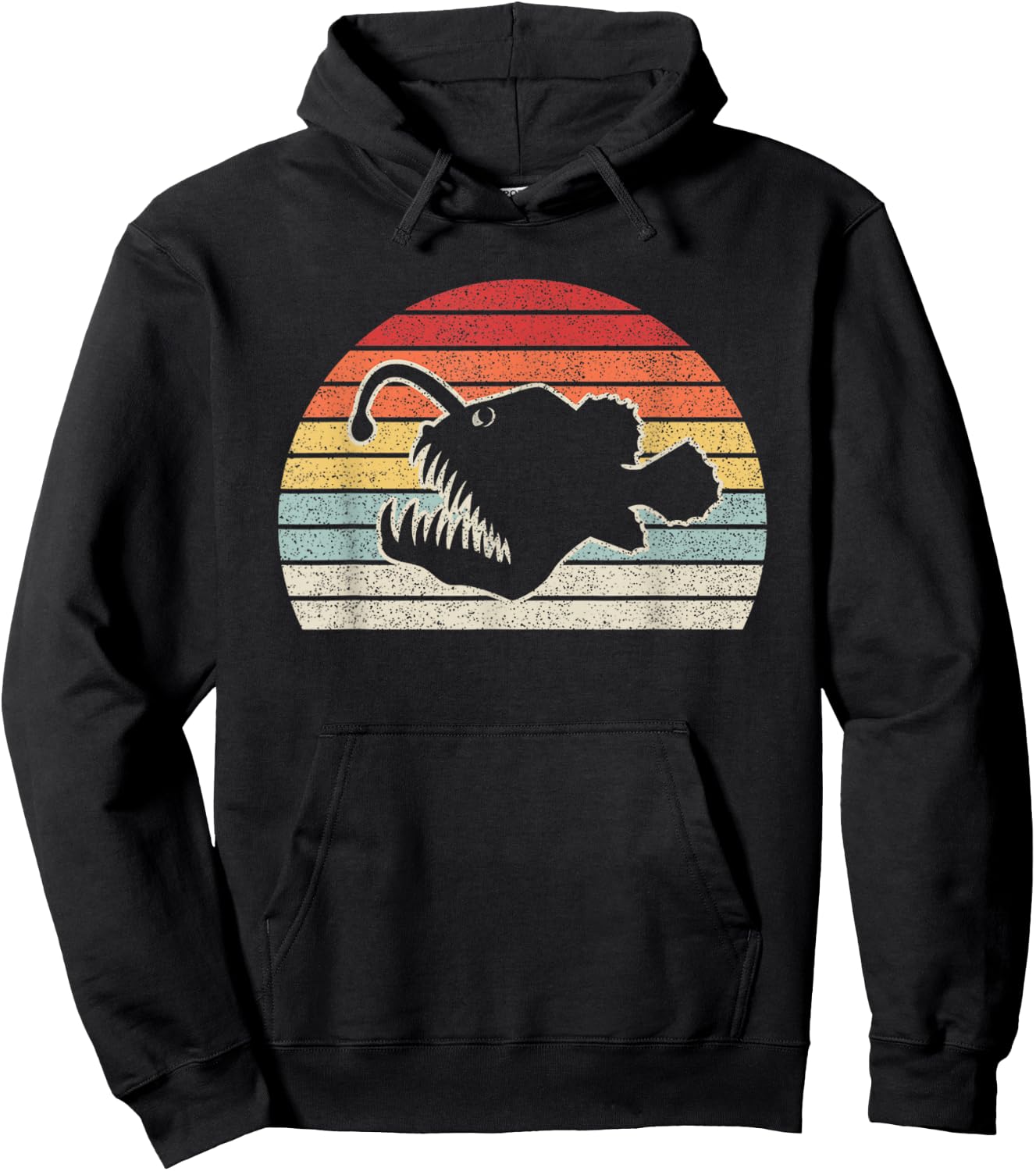 Vintage Retro Angler Fish Hoodie - Hoodie | Black