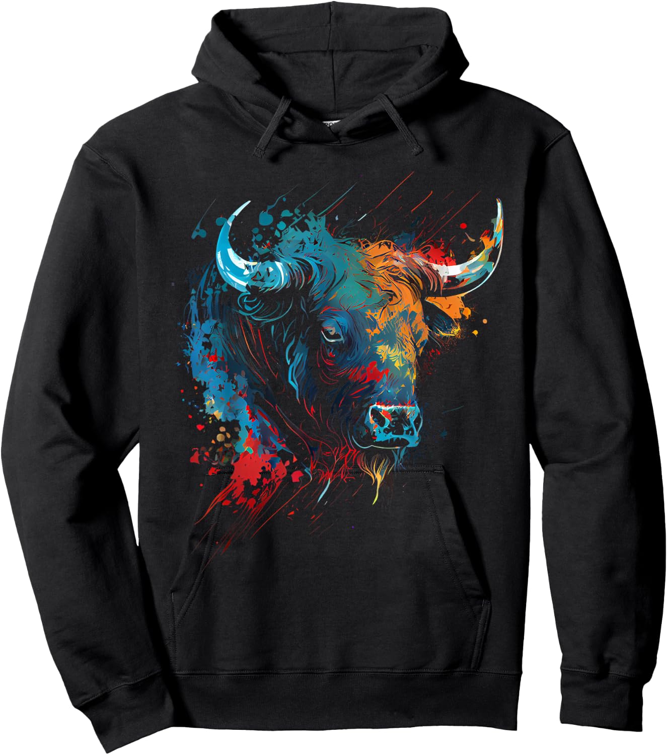 Bull Colourful Bull Riding Meat Favourite Animal Bull Fan Hoodie - Hoodie | Black