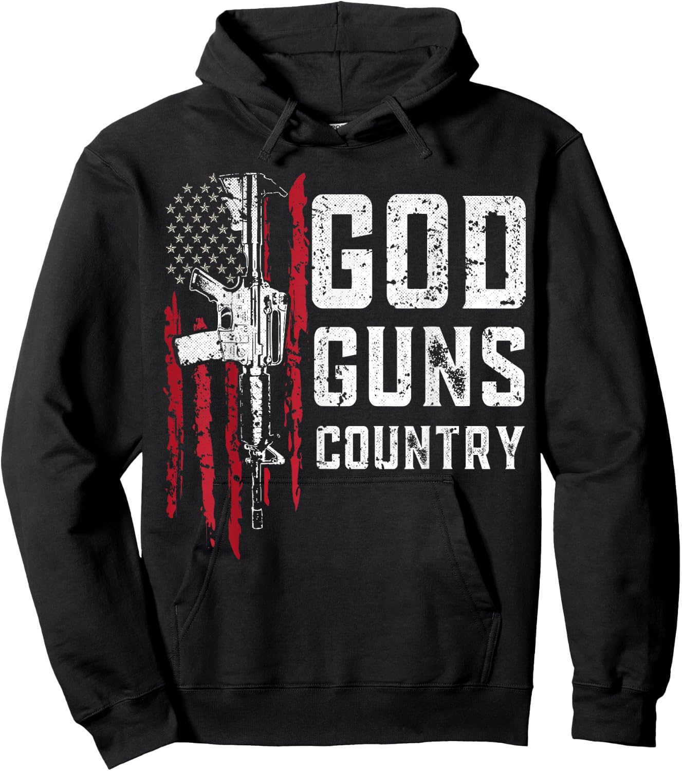 God Guns Country American Flag AR-15 Gun Veteran Women Kids Men Hoodie - Hoodie | Black