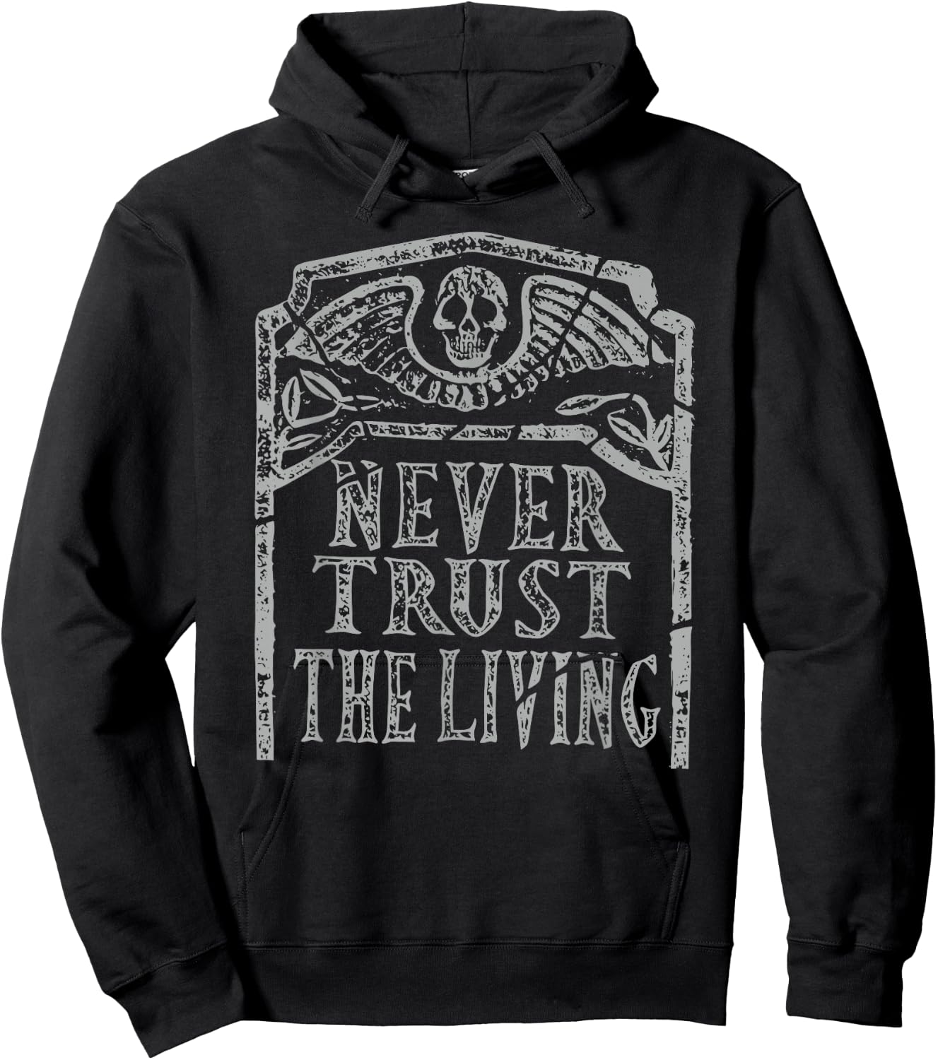 Halloween Horror Slogan Never Trust The Living Skeleton Hoodie - Hoodie | Black