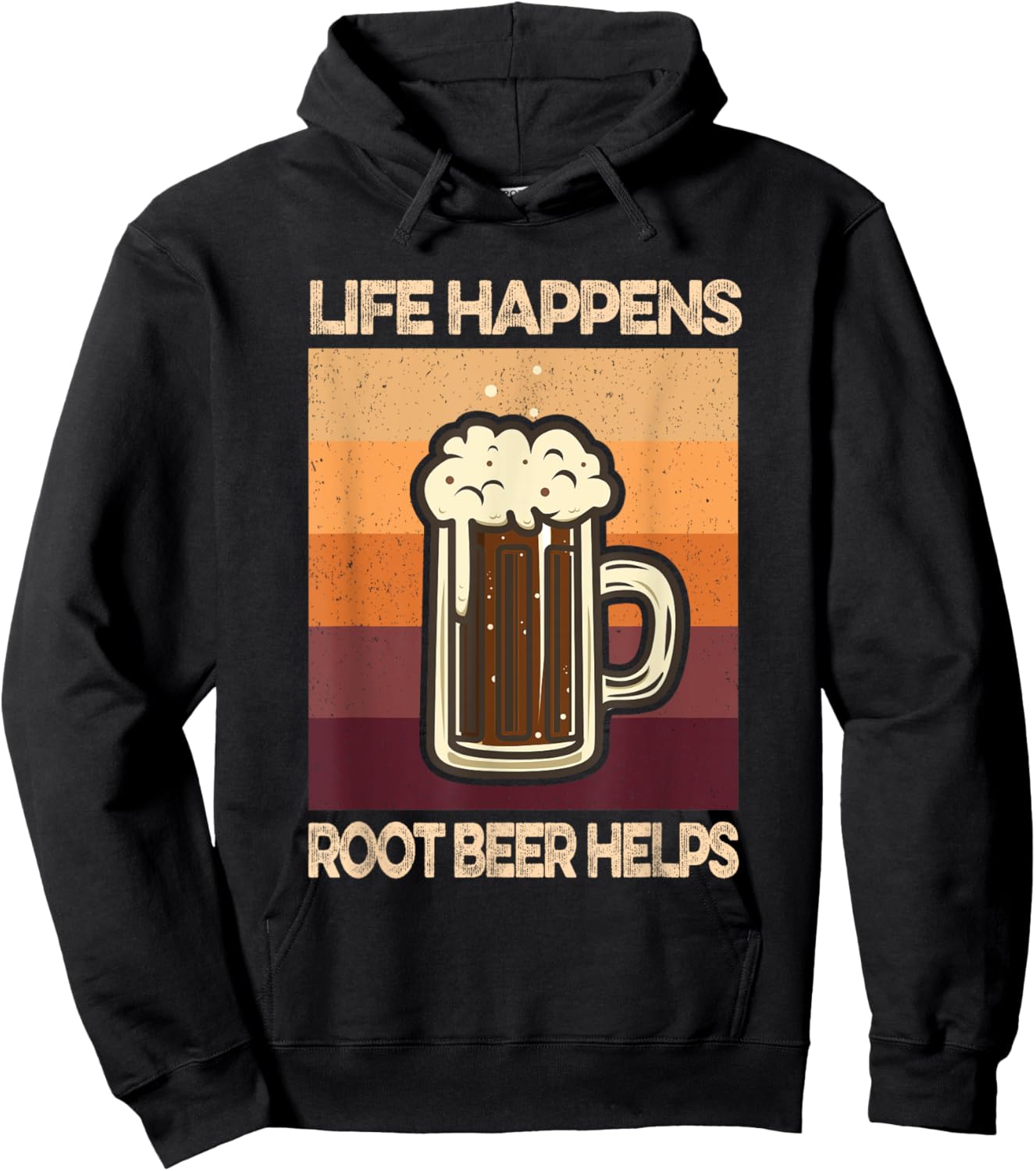 Root Beer Lovers Life Happens Root Beer Helps Hoodie - Hoodie | Black