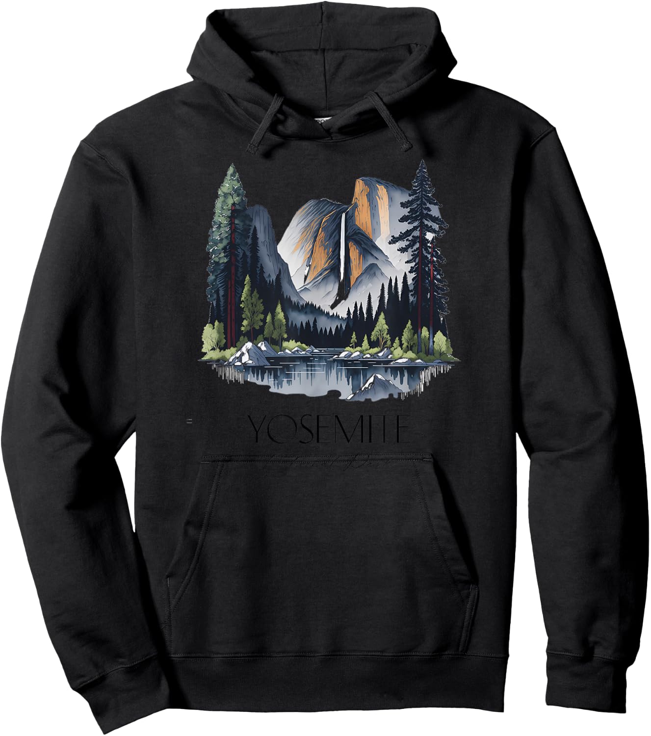 Cool Yosemite National Park Hiking Watercolor Graphic Hoodie - Hoodie | Black