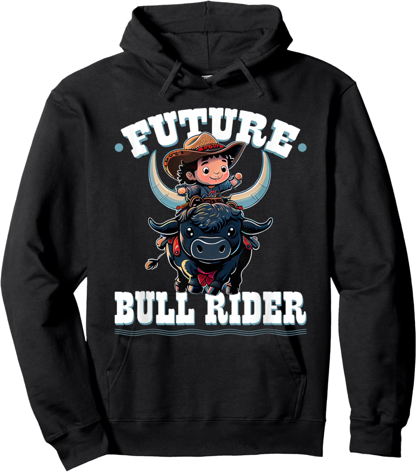 Future Bull Rider, Bull Riding Cowboy Rodeo Boy Kids Hoodie - Hoodie | Black