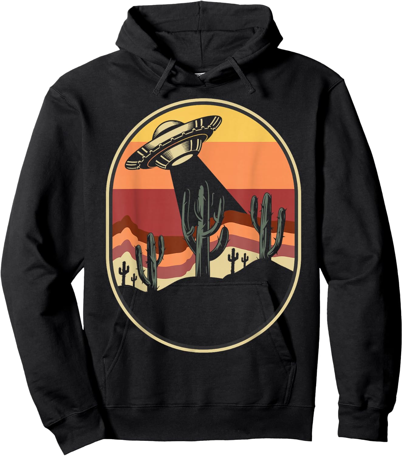 Ufo Alien Sunset Vintage Retro Hoodie - Hoodie | Black