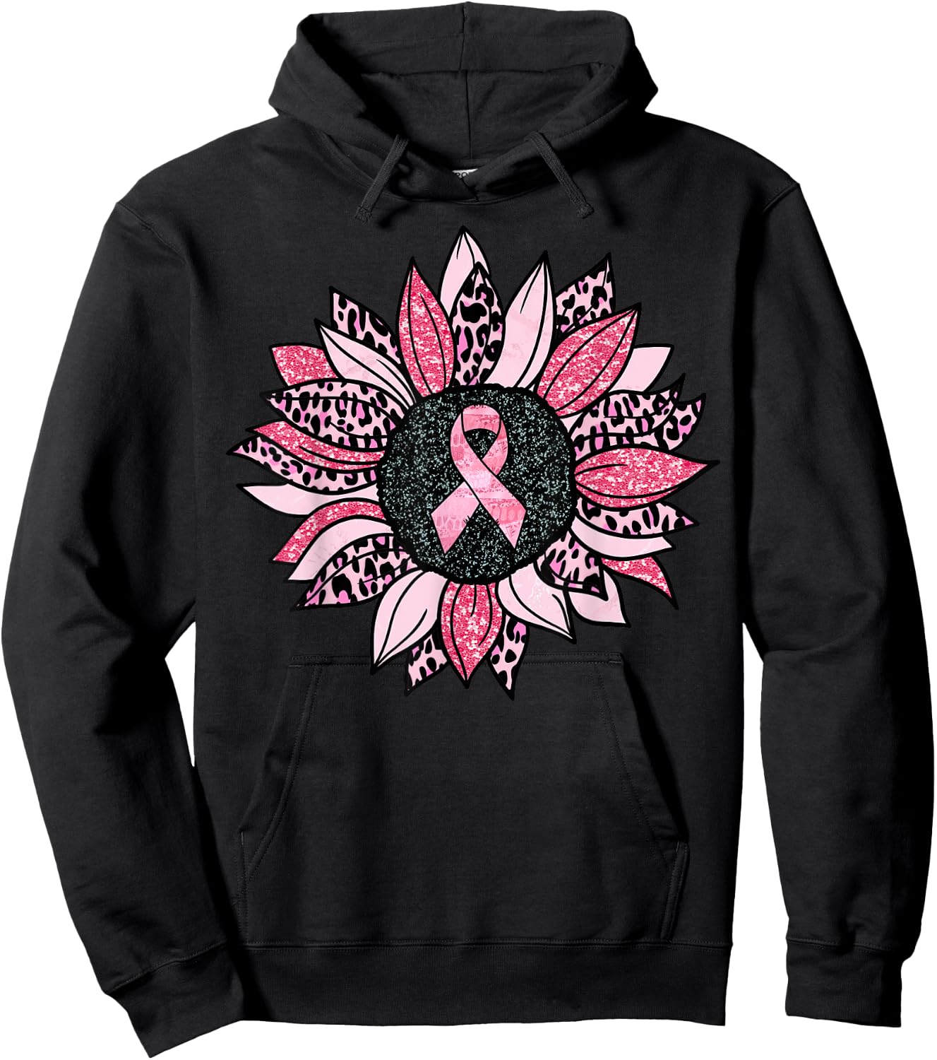 Sunflower Pink Breast Cancer Awareness Women Warrior Hoodie - Hoodie | Black