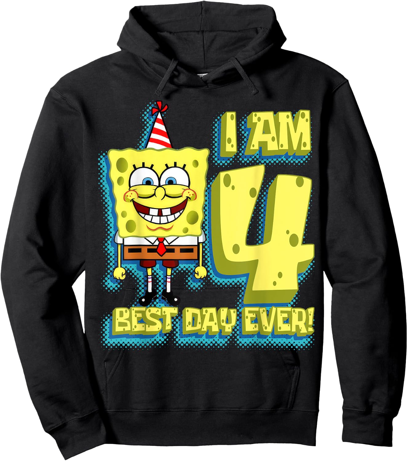 Mademark x SpongeBob SquarePants - SpongeBob SquarePants Birthday I am 4 Best Day Ever Hoodie - Hoodie | Black