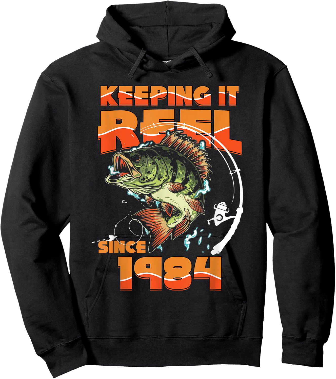 Keeping It Reel Since 1984 Fishing Lovers 41st Birthday Hoodie - Hoodie | Black