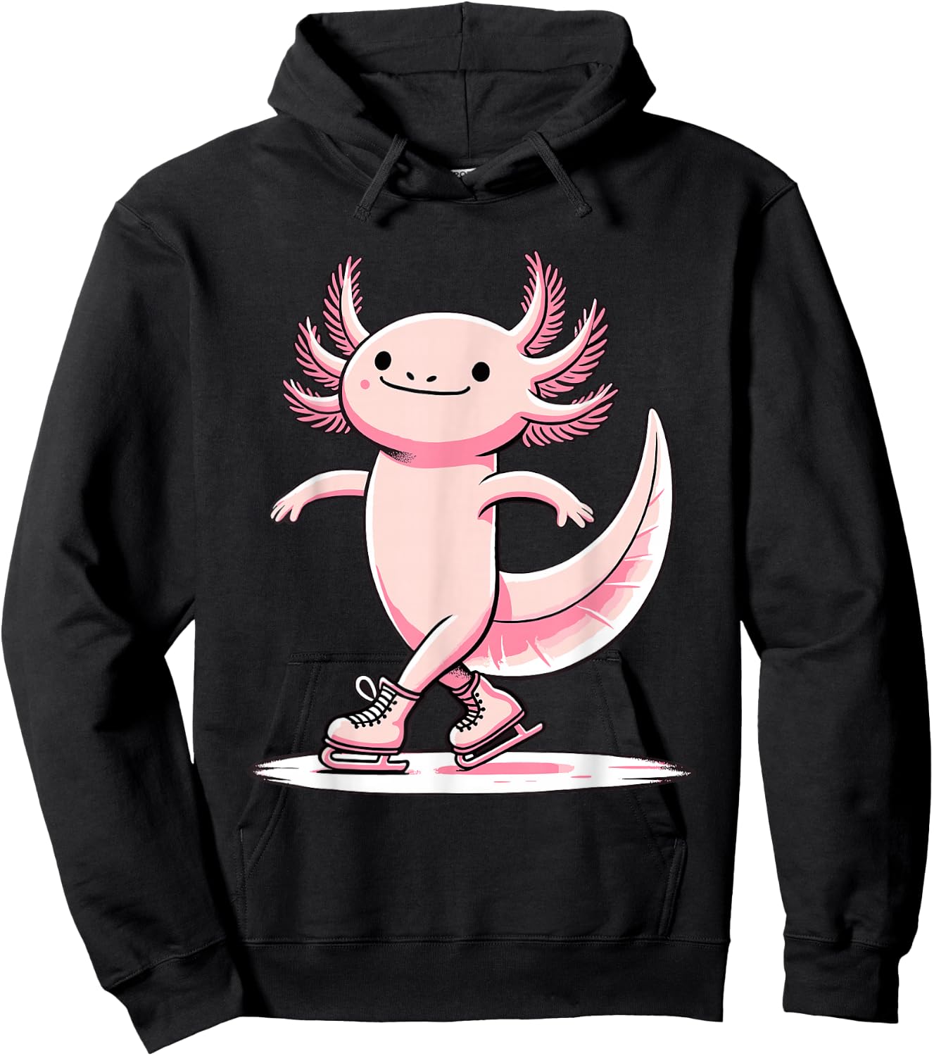 Cute Axolotl Ice Skating Skater Figure Skating For Girls Hoodie - Hoodie | Black