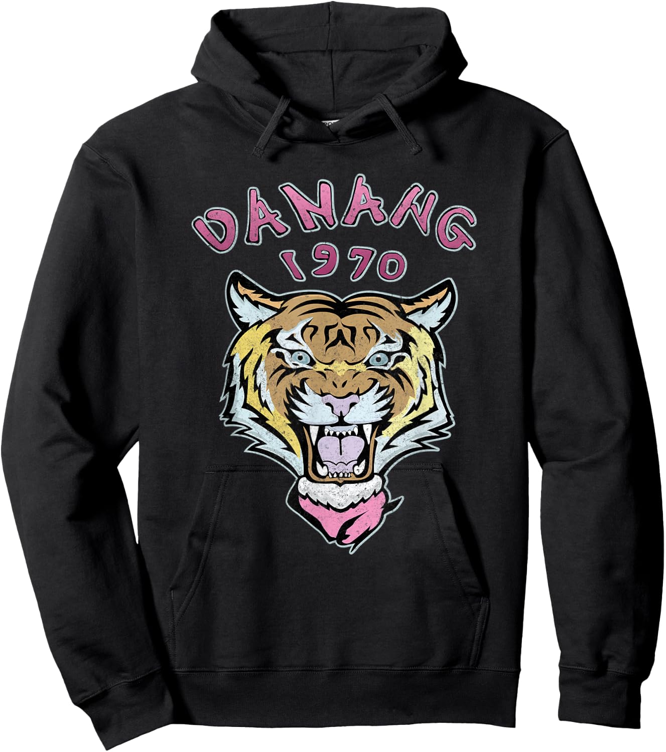 Tiger, Vintage Danang 1970 retro tiger worn effect, team Hoodie - Hoodie | Black