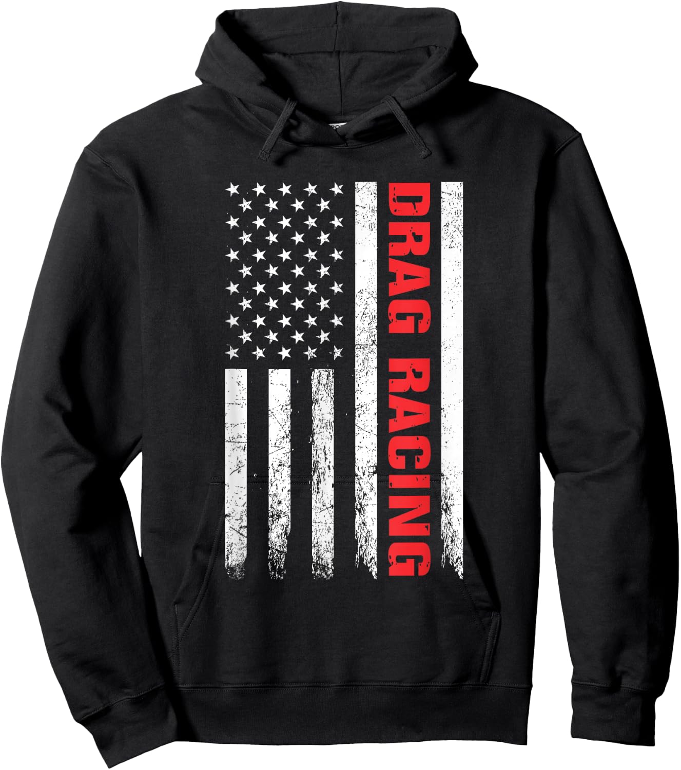 Drag Racing Race Car Driver USA Flag Racing Enthusiast Hoodie - Hoodie | Black