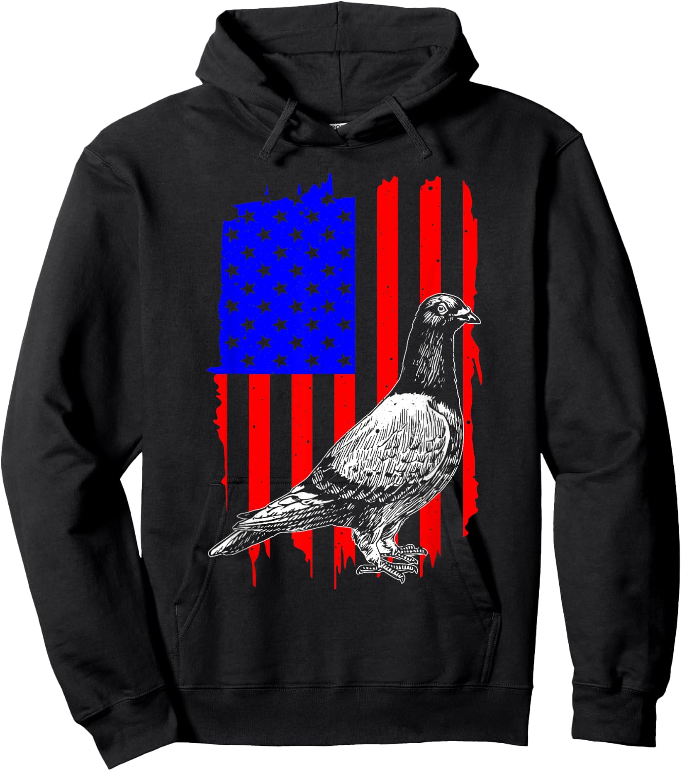 Cool Pigeon Design Men Women Patriotic US Flag Pigeon Lovers Hoodie - Hoodie | Black