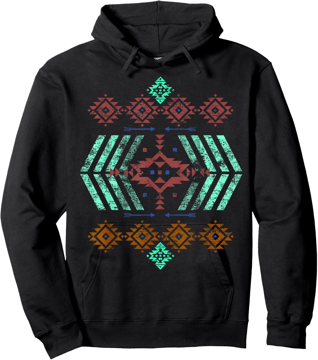 Southern Southwest Santa Fe Navajo Indian Pattern Style Hoodie - Hoodie | Black