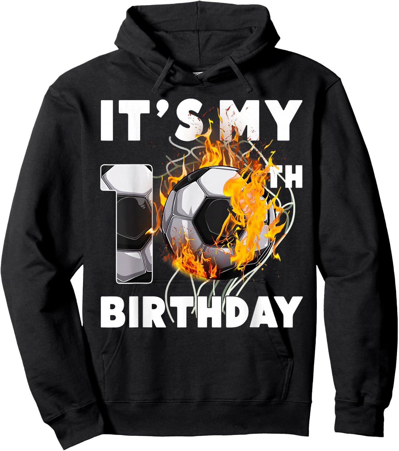 Funny It's My 10th Birthday 10 Years Old Soccer Ball Boys Hoodie - Hoodie | Black