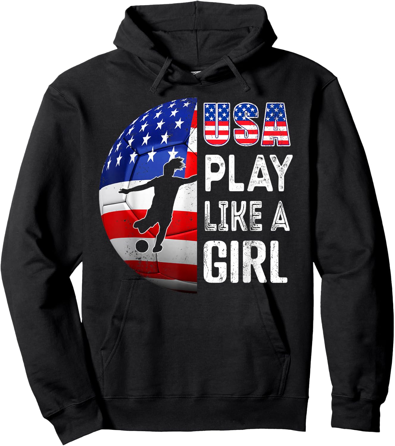 Play Like a Girl Soccer USA United States Women's Hoodie - Hoodie | Black
