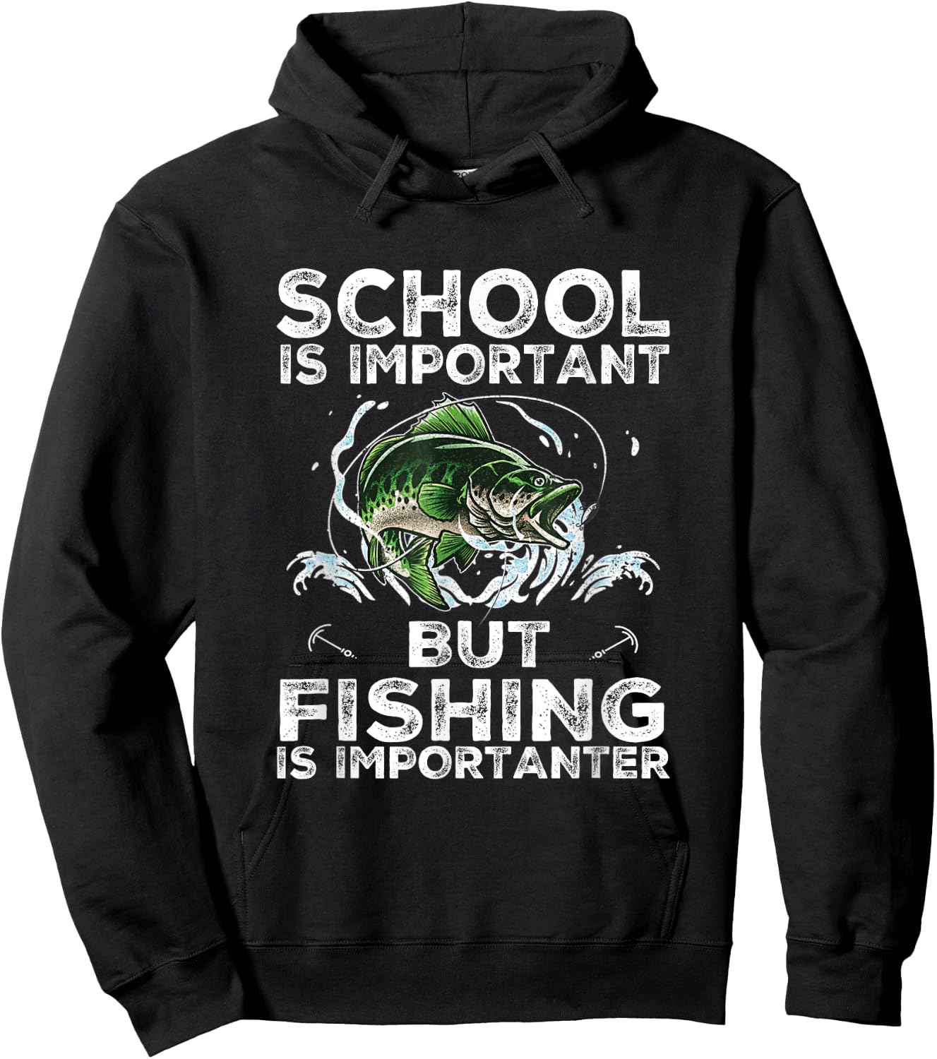 School Is Important But Fishing Is Importanter Funny Fishing Hoodie - Hoodie | Black