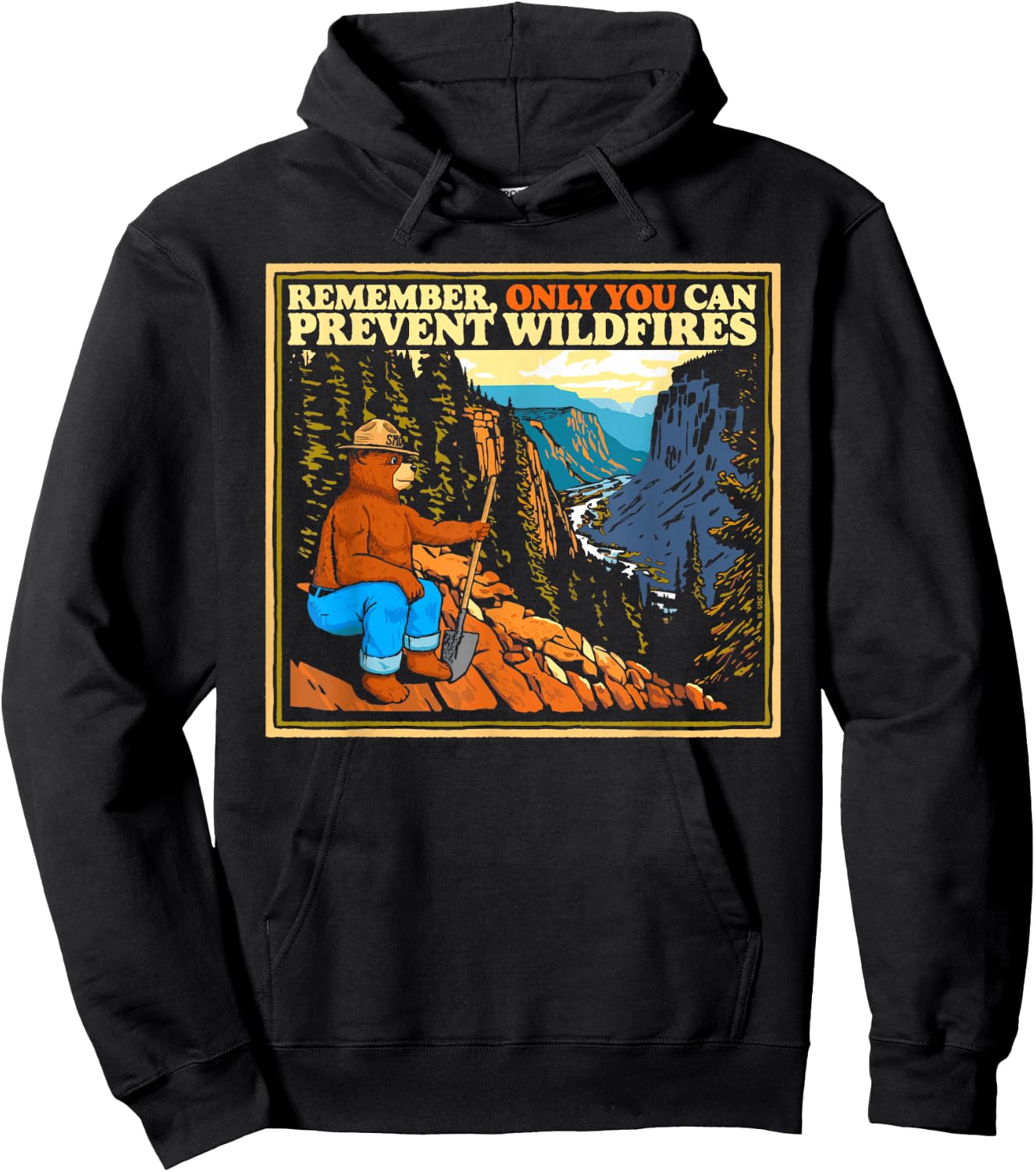 Vintage Style Smokey Bear Only You Retro Hiking Hoodie - Hoodie | Black