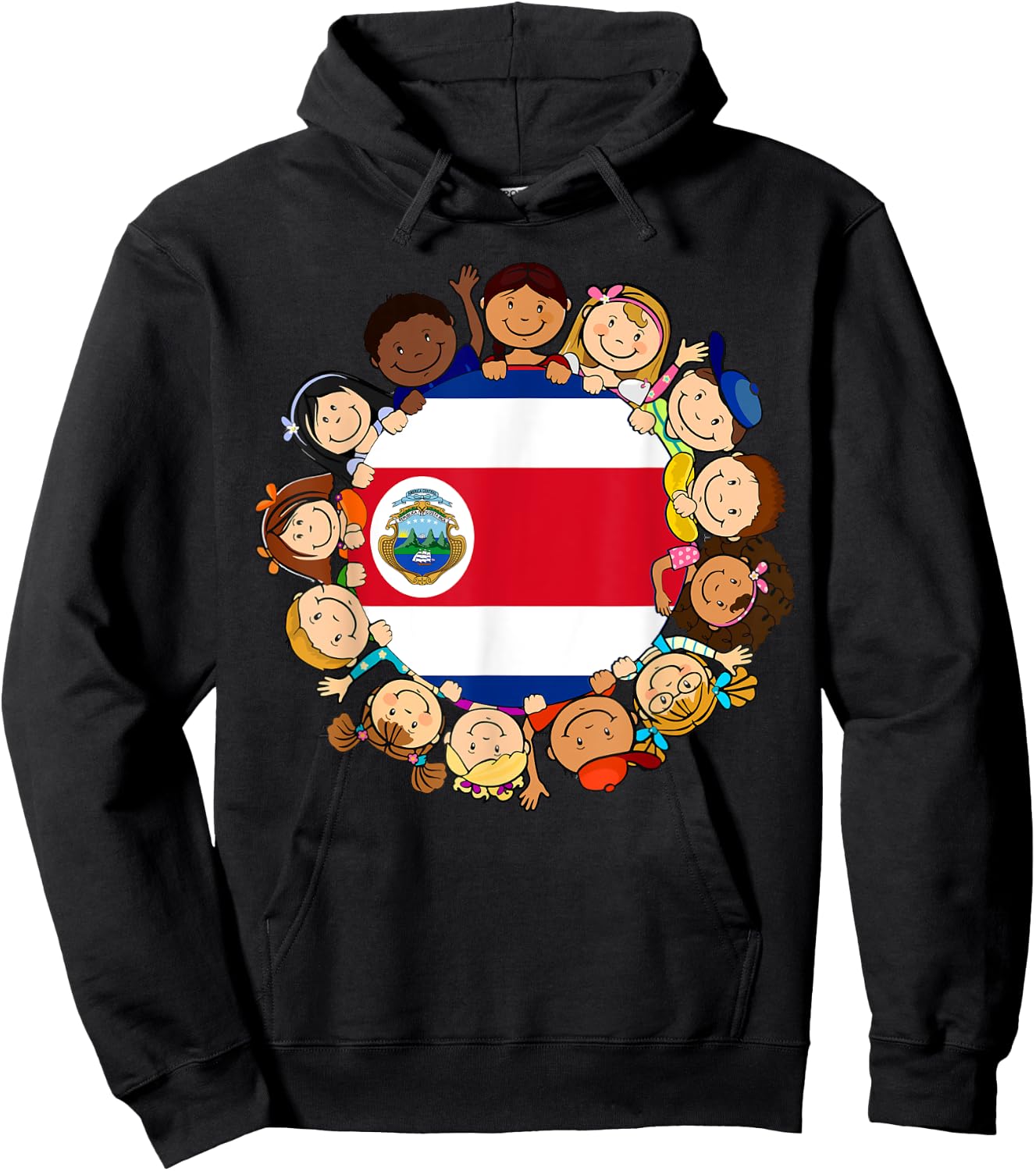 Costa Rica Flag Rican Kids Hispanic Heritage Month Boy Girl Hoodie - Hoodie | Black