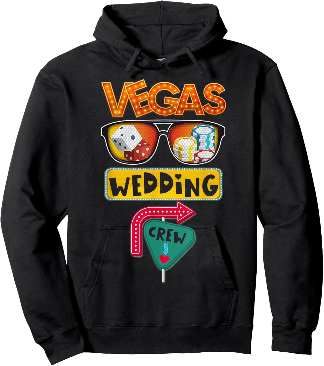 Vegas Wedding Party Married in Vegas Wedding Crew Casino Hoodie - Hoodie | Black