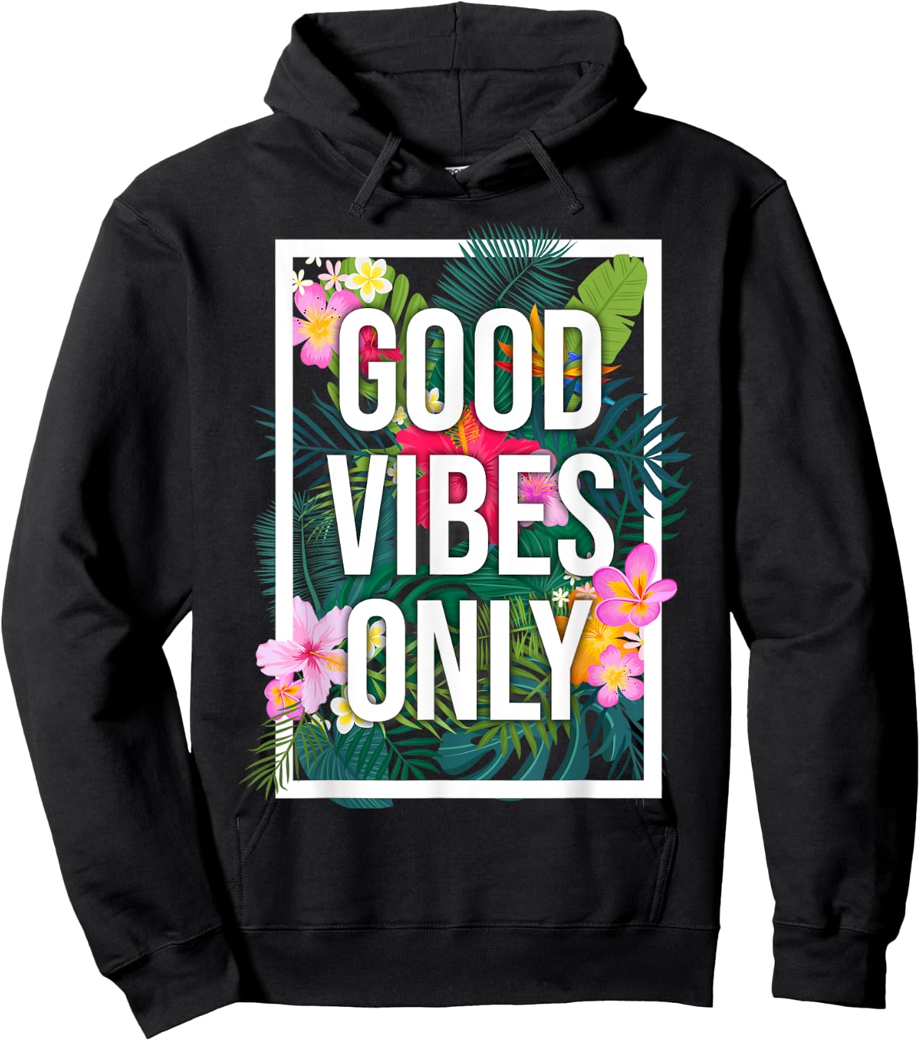 Vintage Good Vibes Only Flower Positive Motivation Hoodie - Hoodie | Black