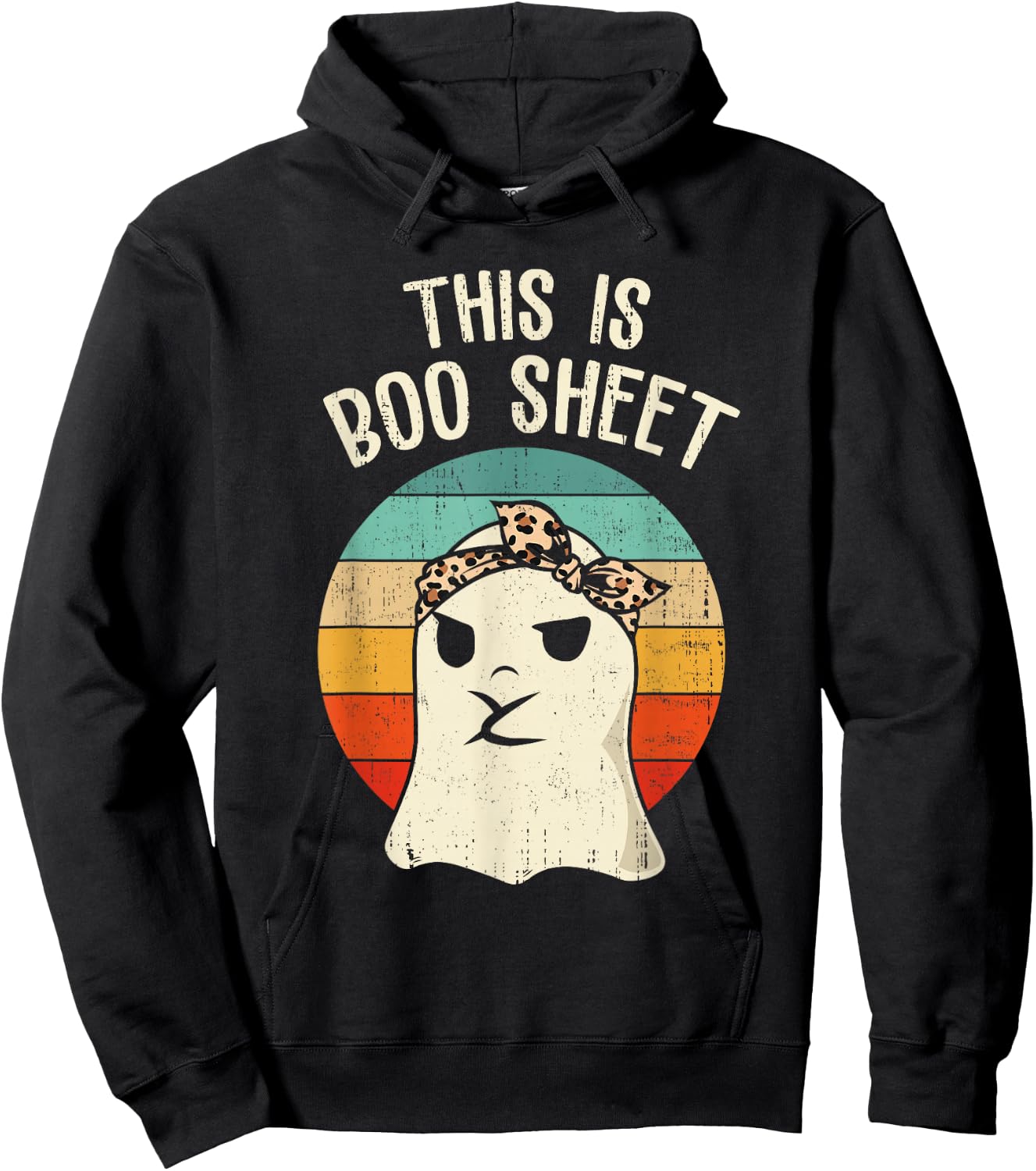 This Is Boo Sheet Ghost Retro Ghost Halloween Leopard Women Hoodie - Hoodie | Black