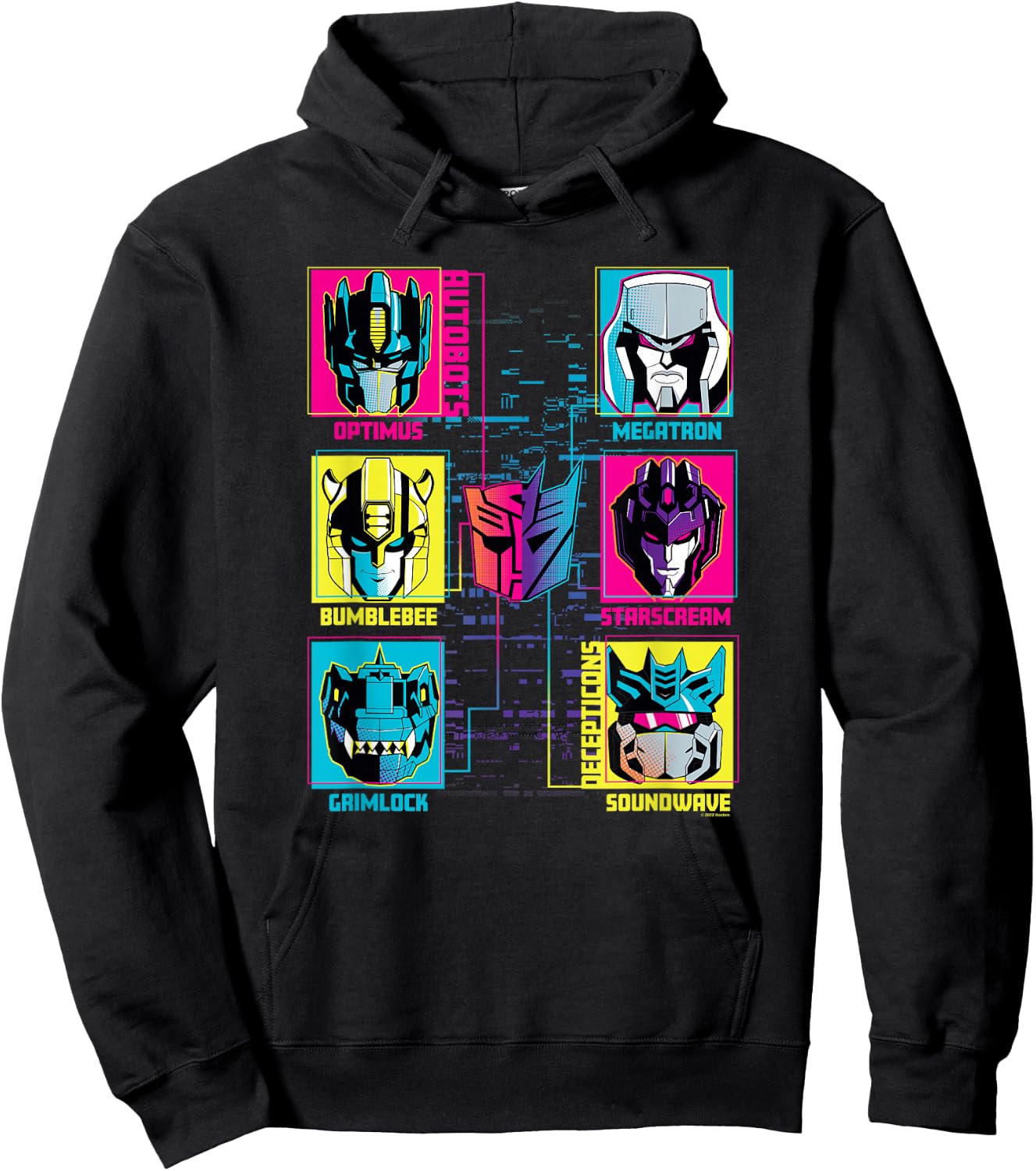 Transformers Group Shot Bright Neon Box Up Characters Hoodie - Hoodie | Black