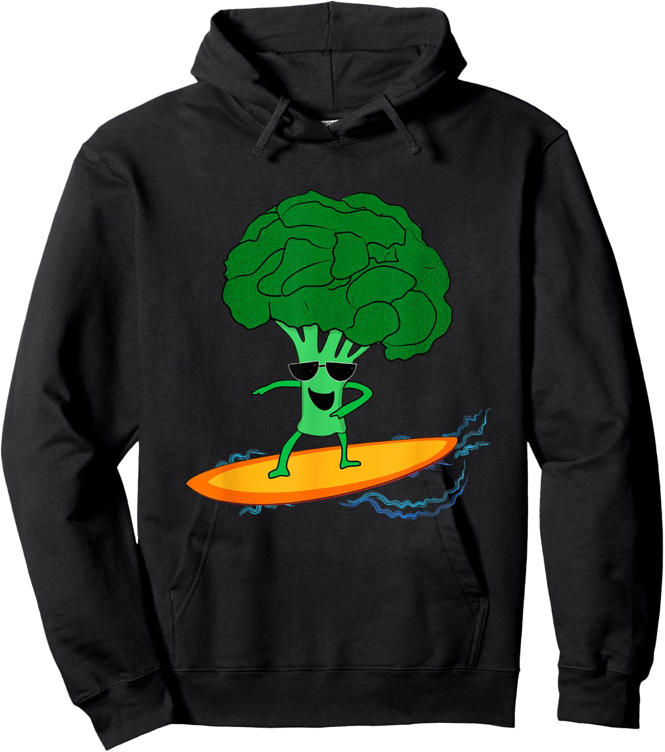 Surfing Broccoli. Riding the Veggie Wave Hoodie - Hoodie | Black