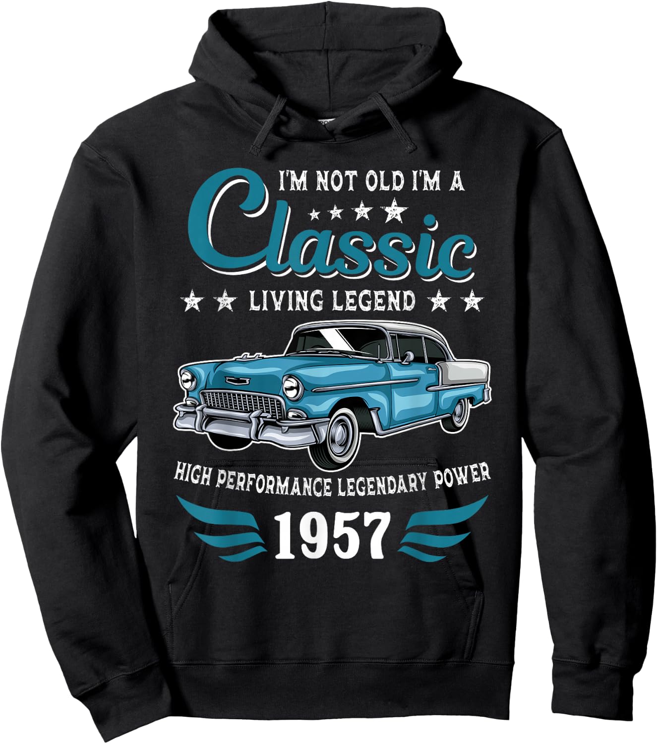 Vintage 1957 Birthday Classic Car for Legends Born in 1957 Hoodie - Hoodie | Black