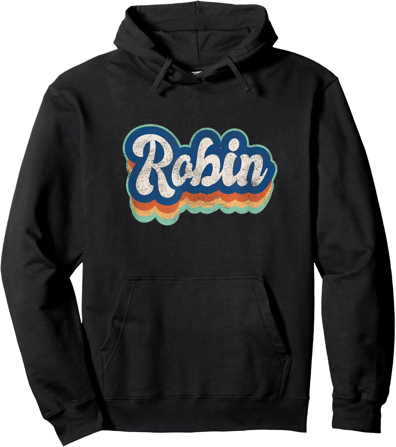 Robin First Name Boy Vintage Style 70s 80s Personalized Hoodie - Hoodie | Black