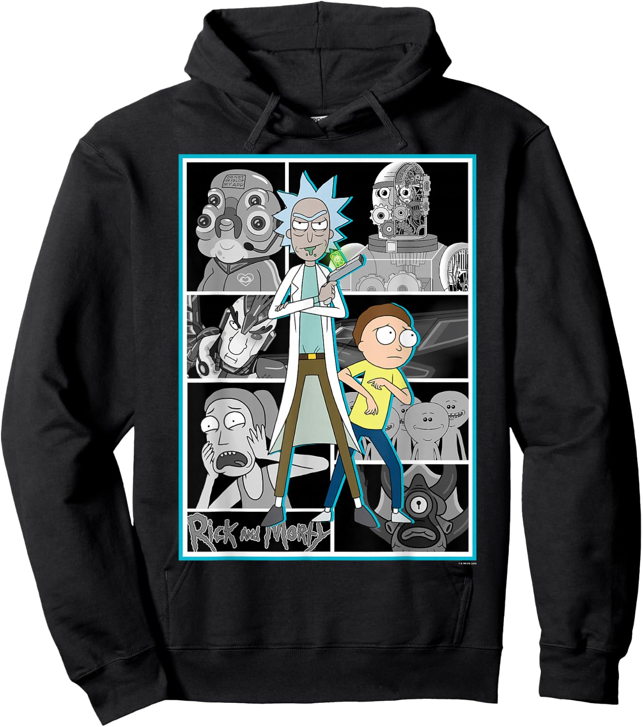 Rick and Morty Characters Adult Cartoon Fashion Hoodie - Hoodie | Black