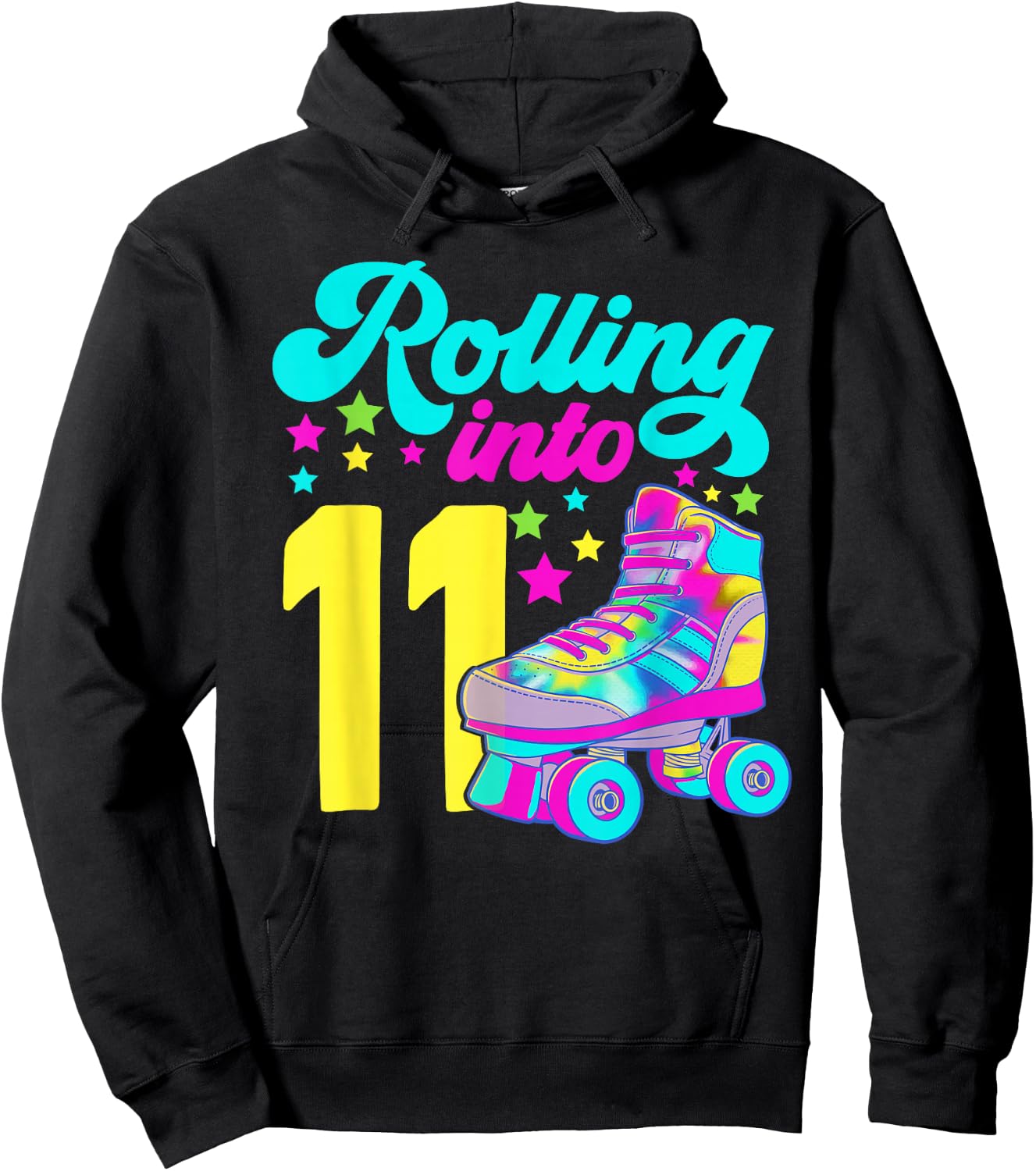 Rolling into 11 Girls 11th Birthday Roller Skates Hoodie - Hoodie | Black