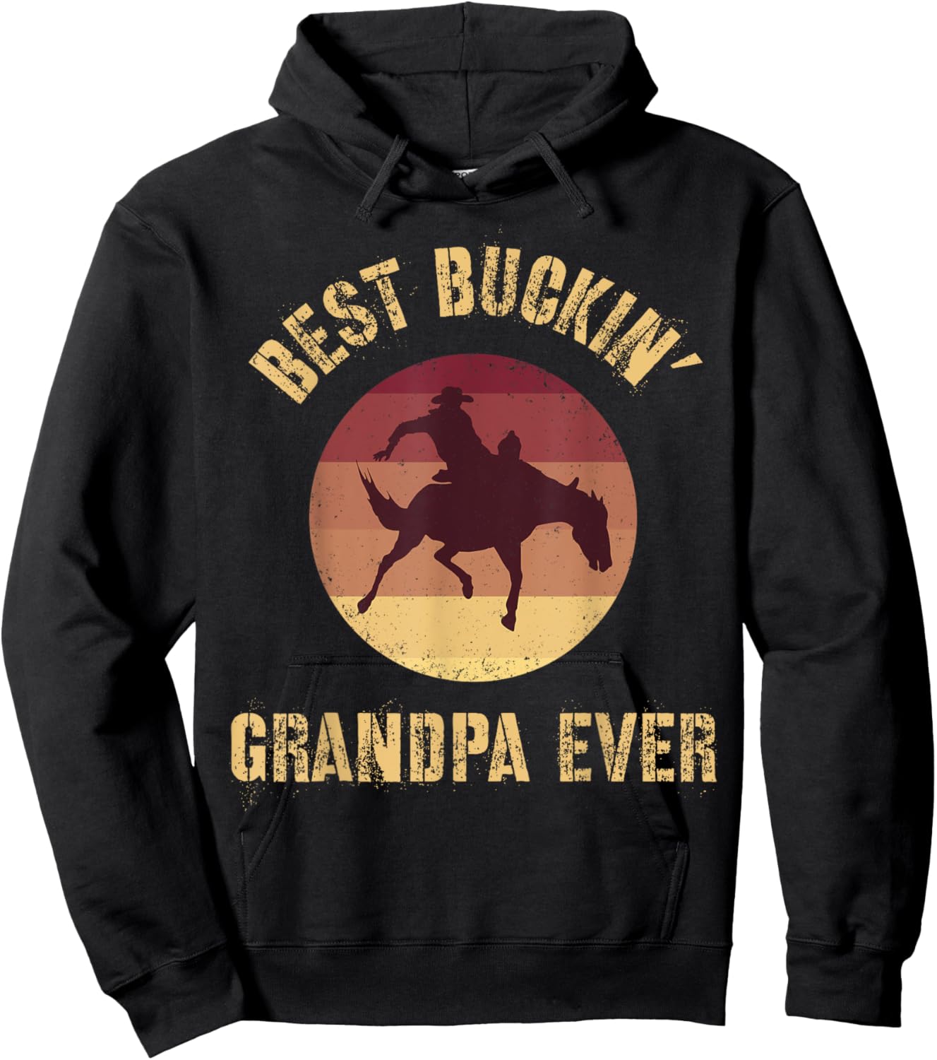 Best Buckin' Grandpa Ever Western Rodeo Cowboy Bucking Horse Hoodie - Hoodie | Black