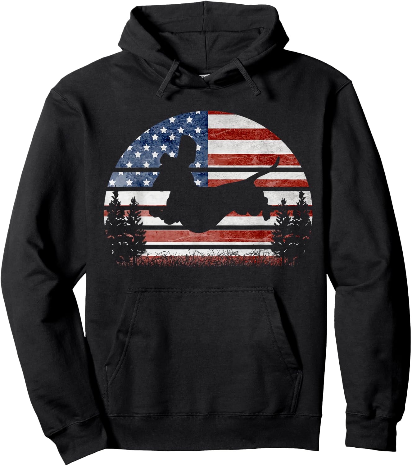 American Flag Dachshund Patriotic 4th Of July Weiner Lover Hoodie - Hoodie | Black