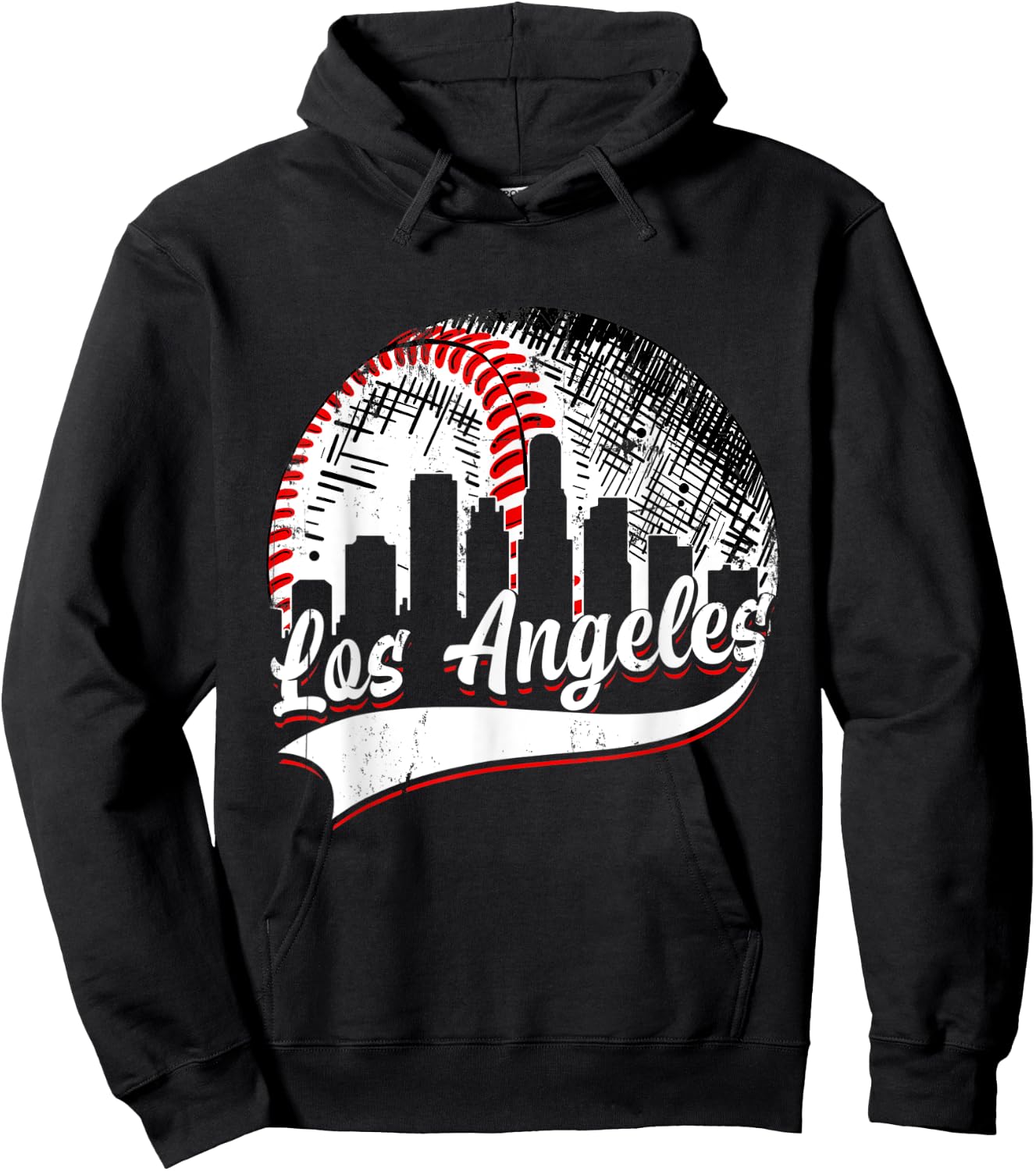 Vintage Los Angeles Baseball Lover Men Women Game Day Hoodie - Hoodie | Black