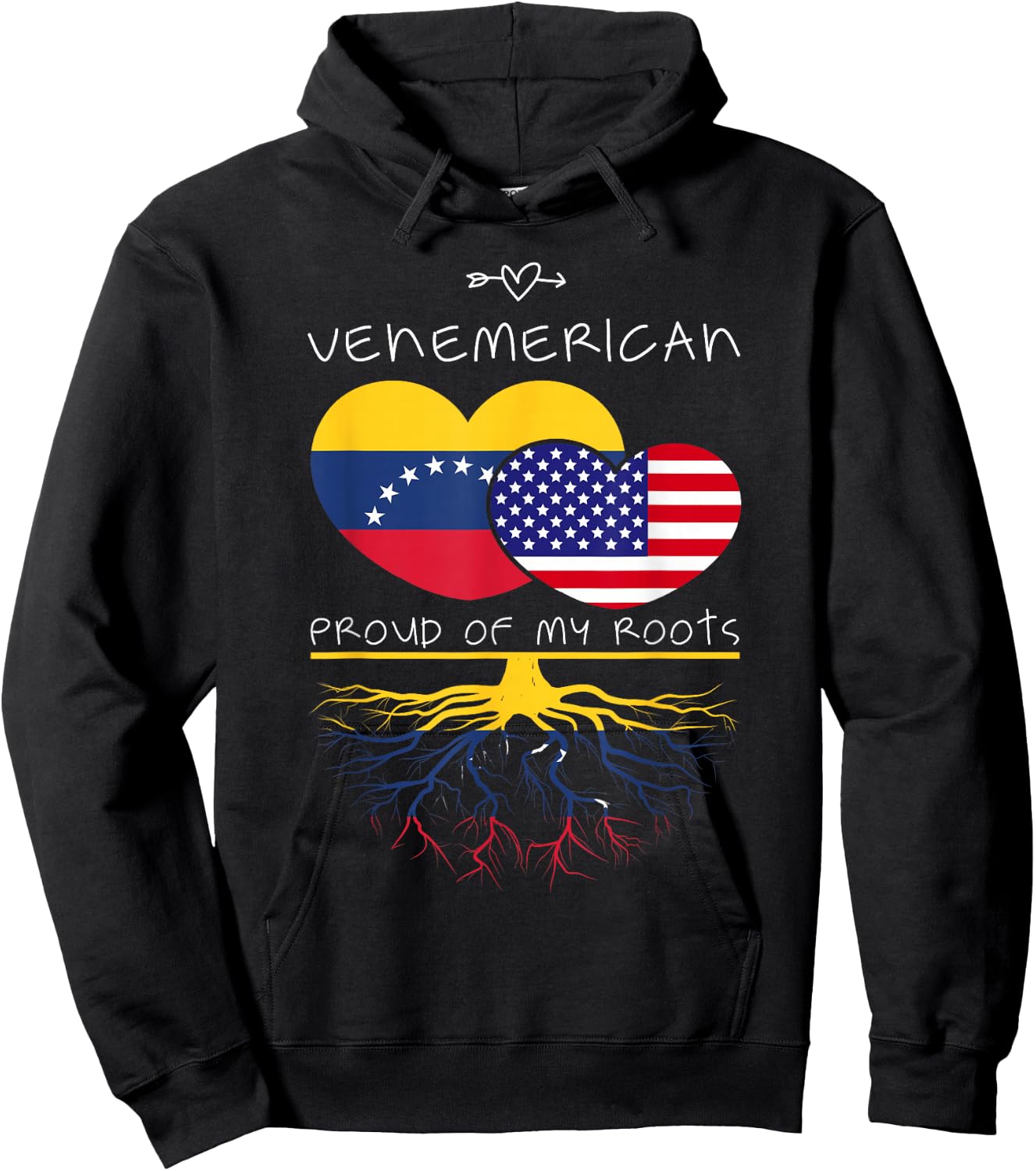 Venezuela USA Proud of Both Countries Venemerican Hoodie - Hoodie | Black