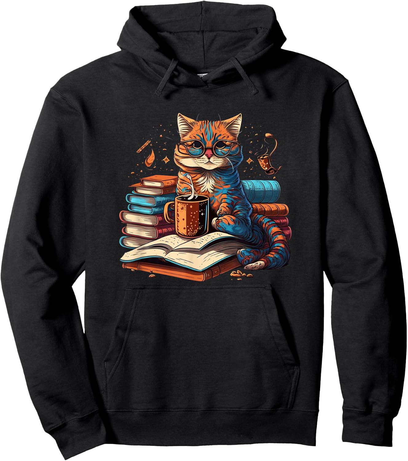 Cat Enjoy Read Books Cat-Themed - Women's Classic Fit Short Sleeve Black Small Hoodie - Hoodie | Black