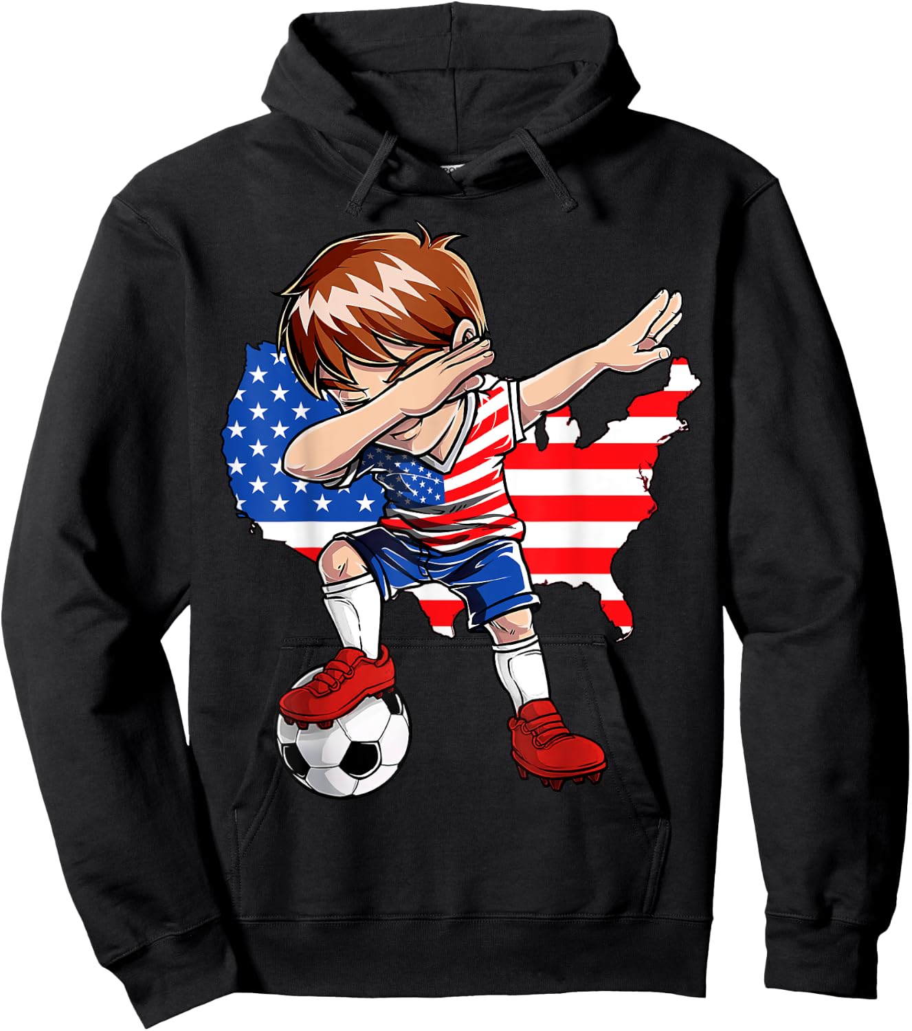 Dabbing Soccer USA Jersey Boy United States Boys Football Hoodie - Hoodie | Black