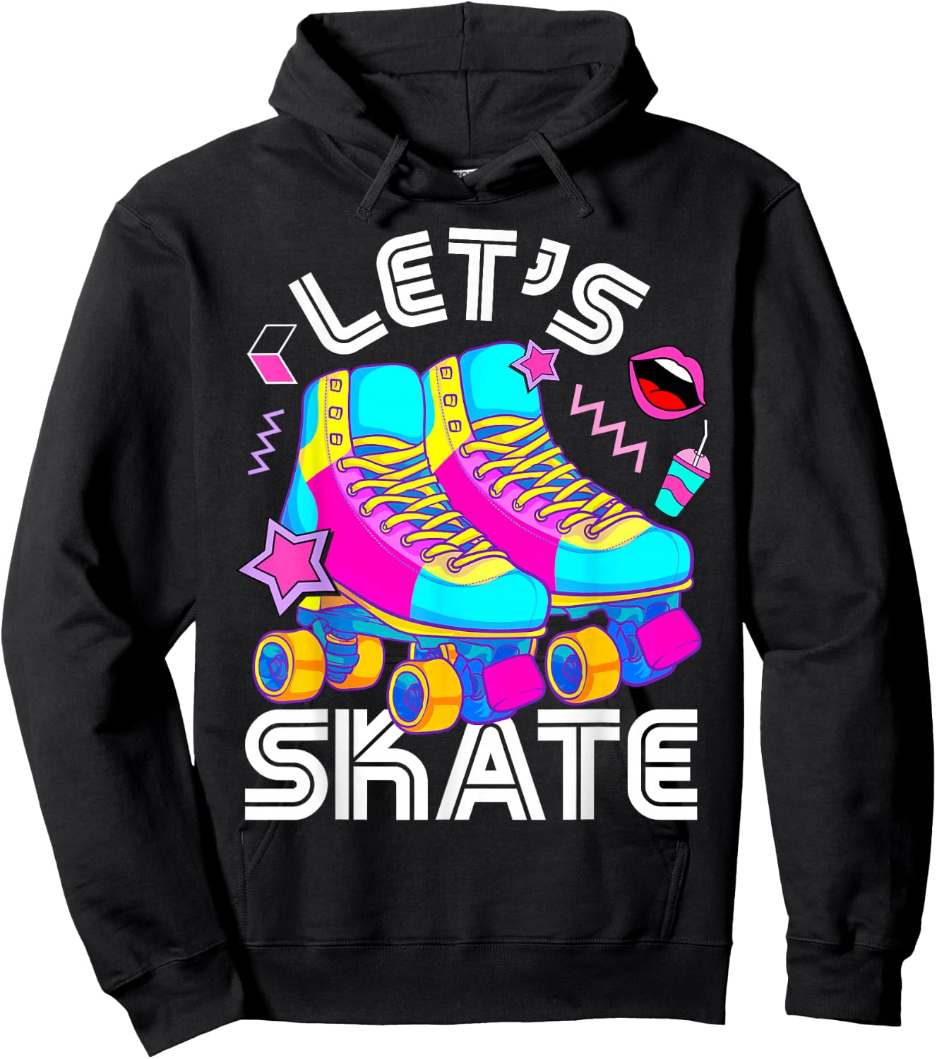 Let's Skate Retro Roller Skate Roller Derby Girls Hoodie - Hoodie | Black