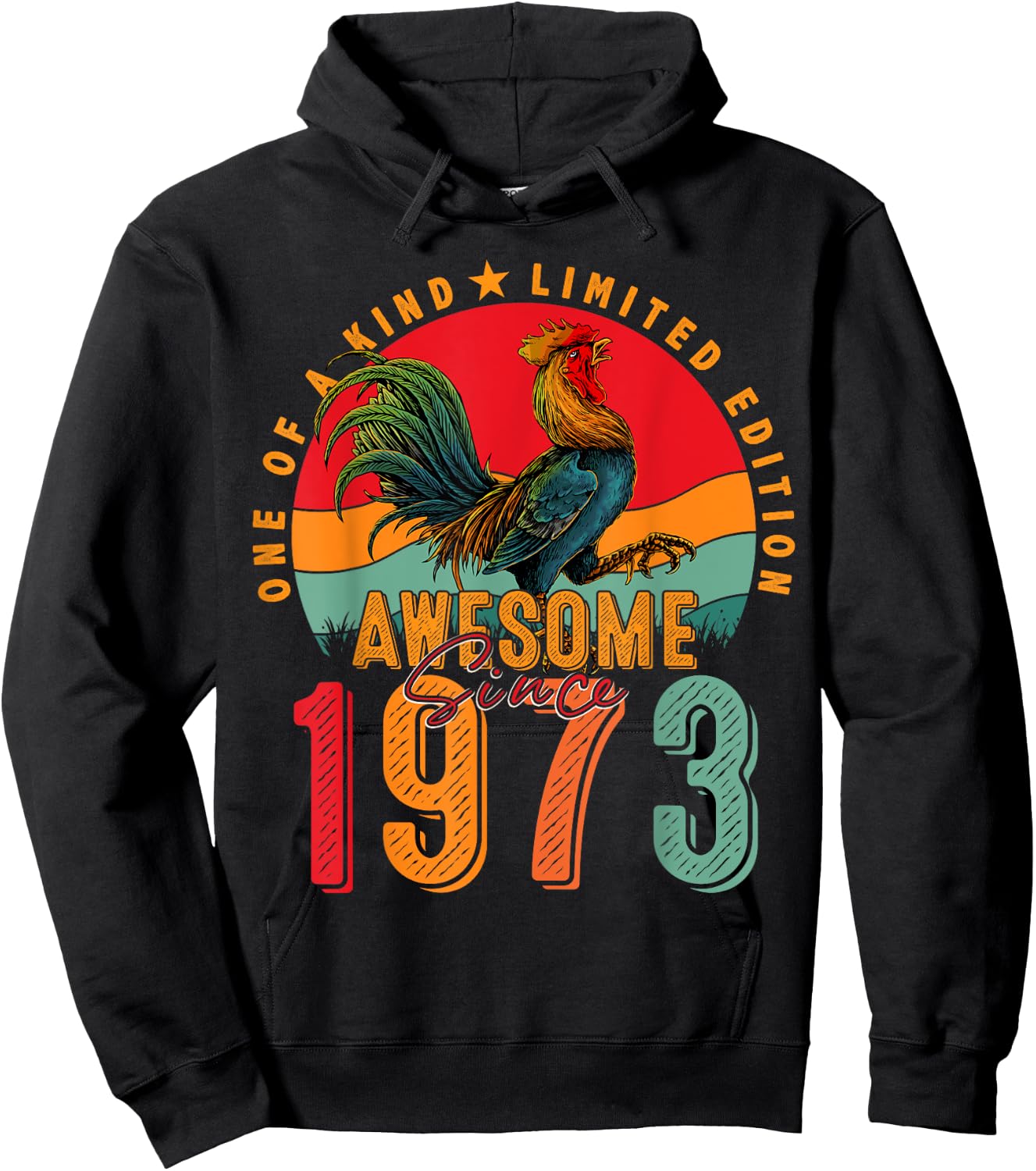 52nd Birthday Chicken Awesome Since 1973 Farmer 52 Years Old Hoodie - Hoodie | Black