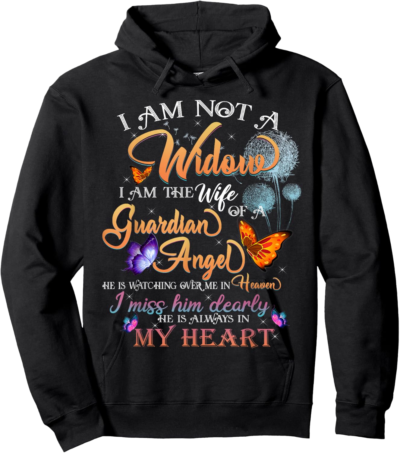 My Husband's Wings Were Ready But My Heart Was Not Memories Hoodie - Hoodie | Black