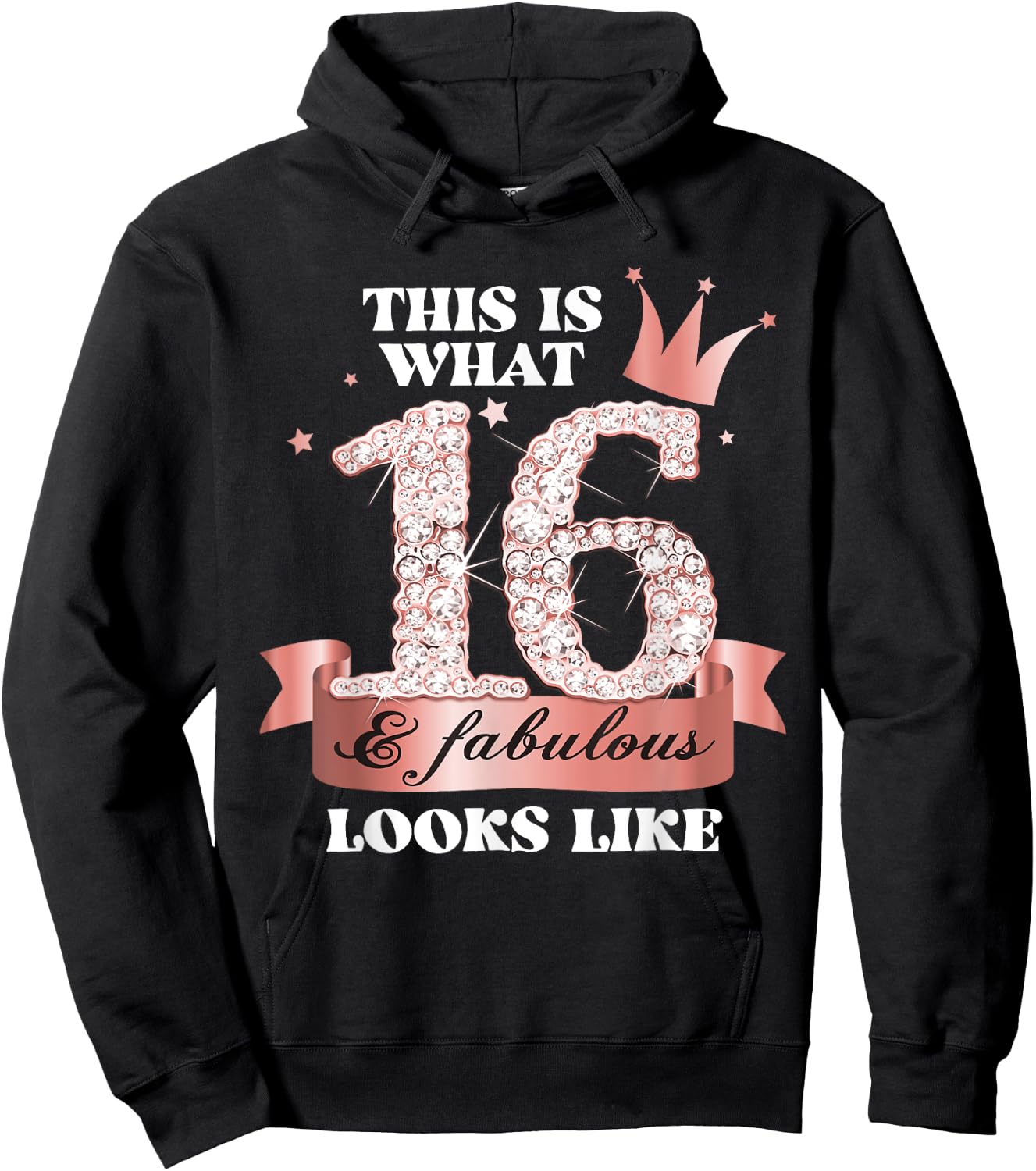 16 & Fabulous I Rose And Black Party Group Candid Photo Item Hoodie - Hoodie | Black