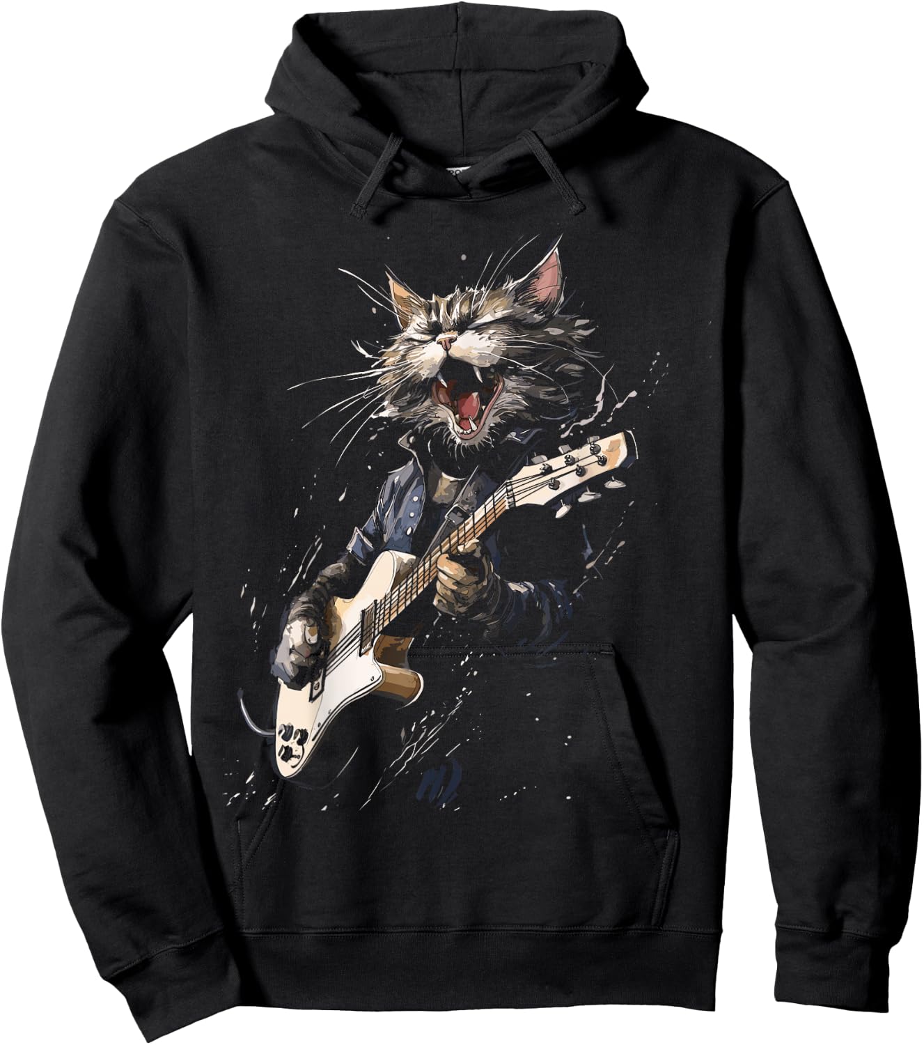 Guitar Cat Women, Men, Kids Hoodie - Hoodie | Black