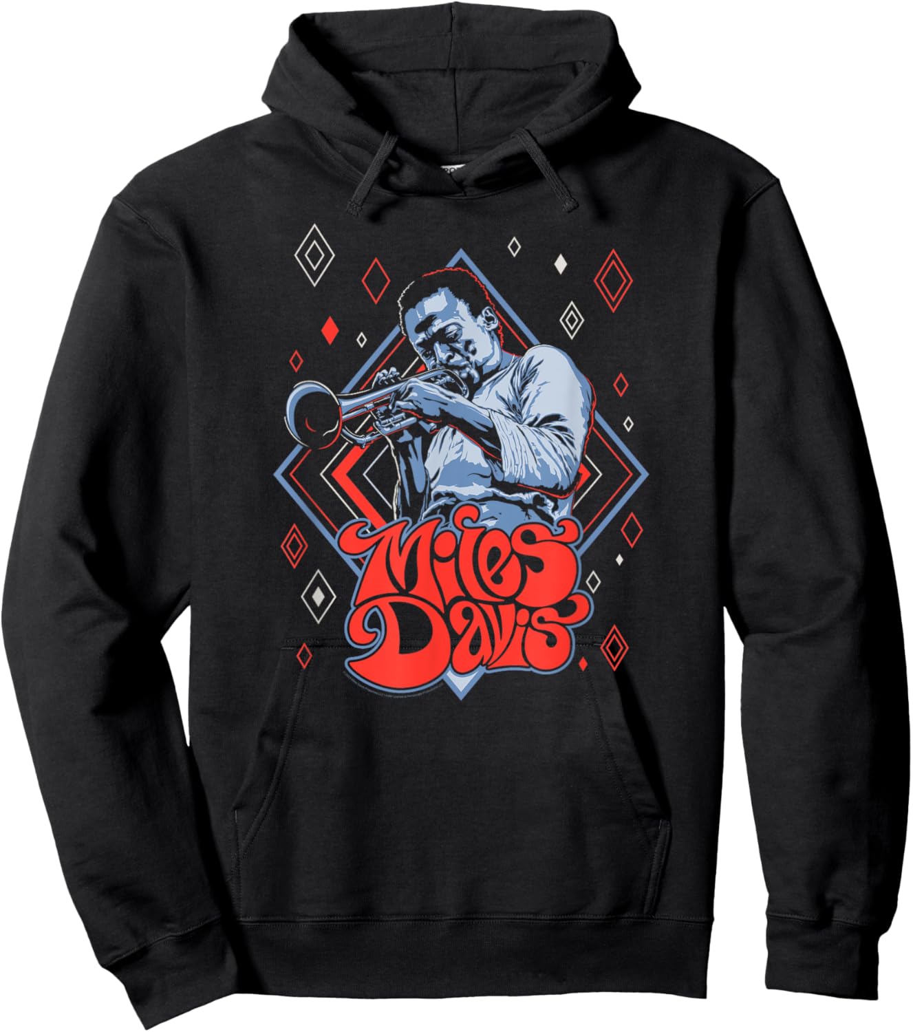 Miles Davis Retro Diamond Pattern Hoodie - Hoodie | Black