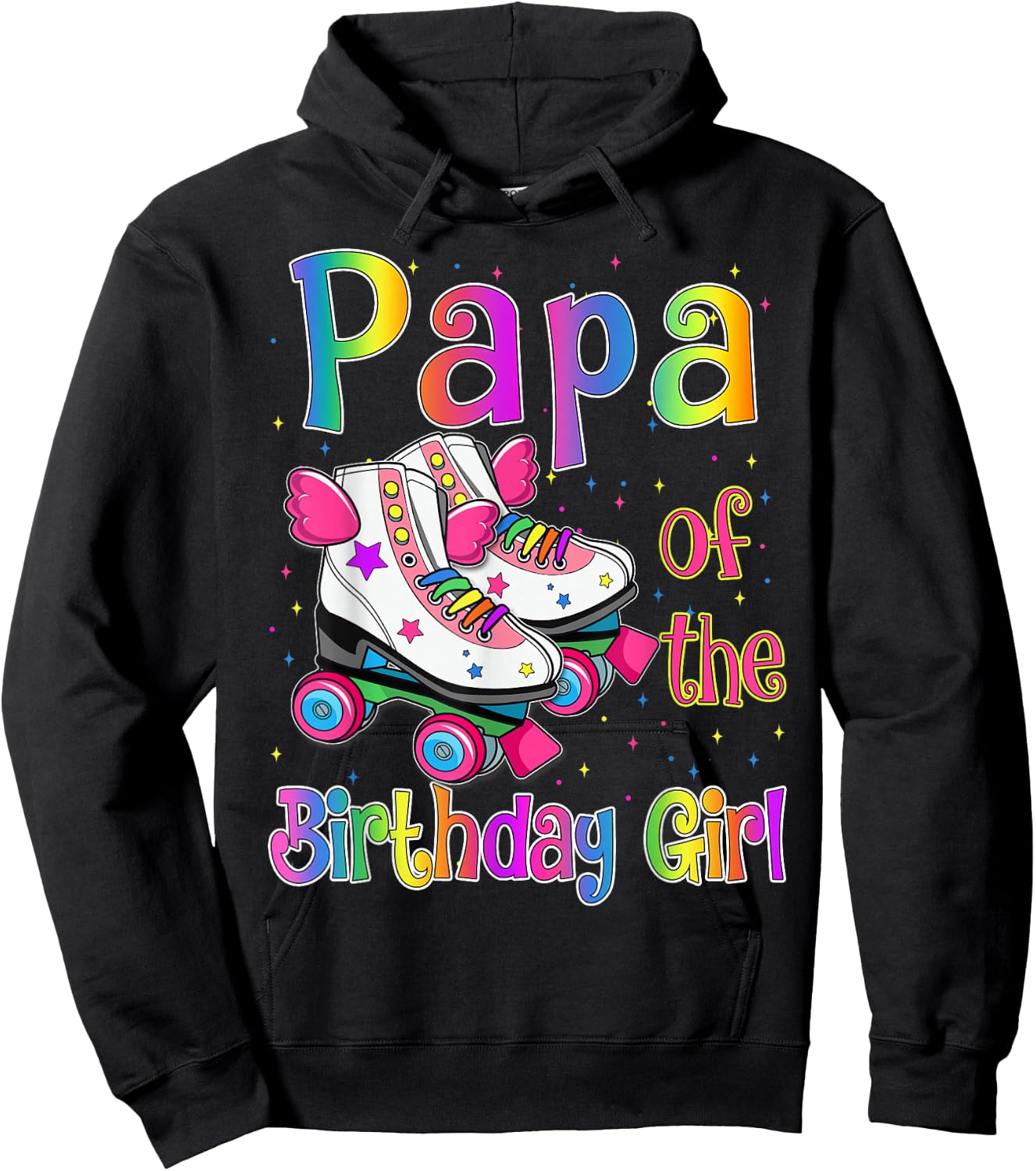 Papa of Birthday Girls Rolling Skate Birthday family Party Hoodie - Hoodie | Black