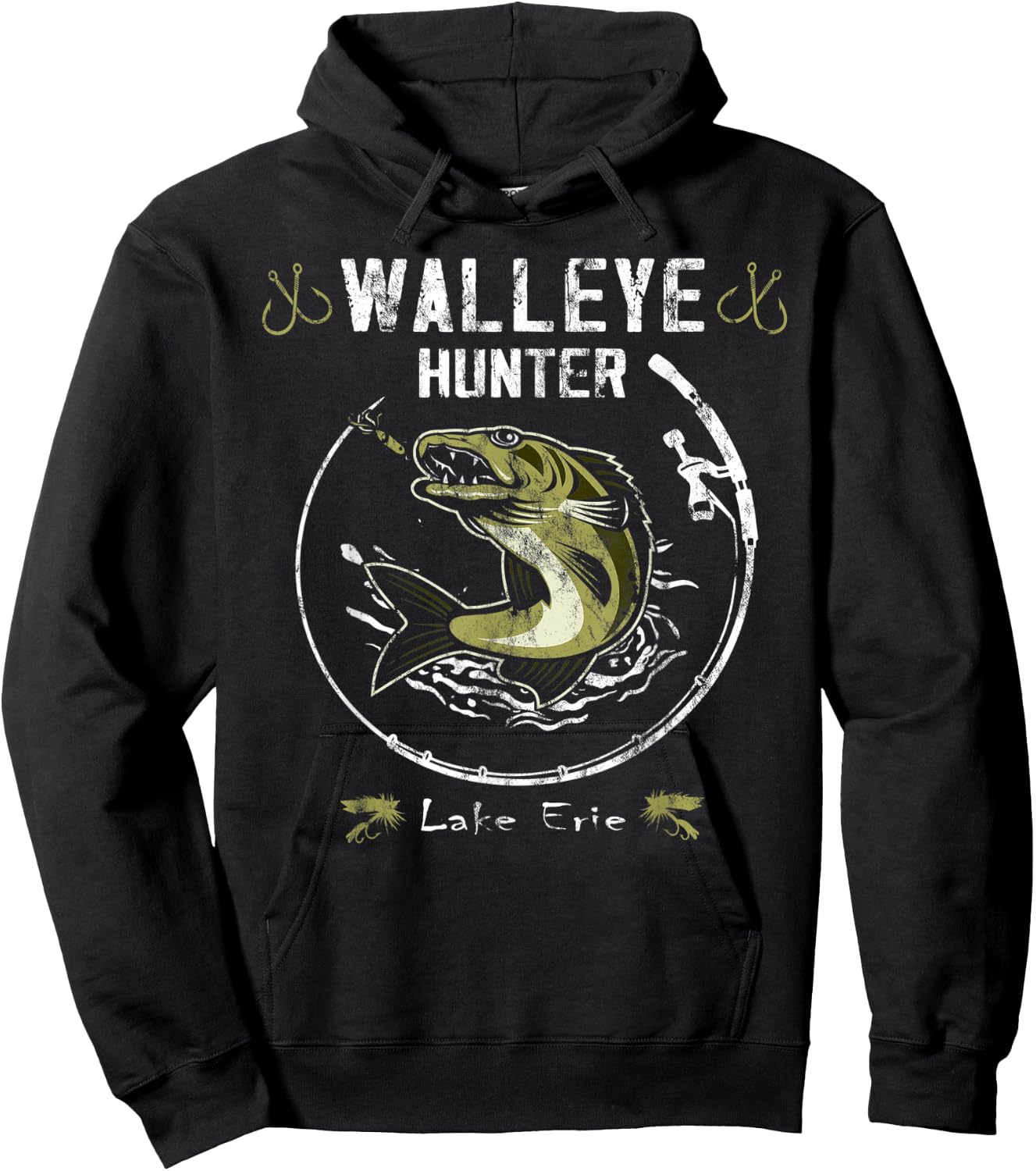 Lake Erie walleye fishing - Walleye hunter Hoodie - Hoodie | Black