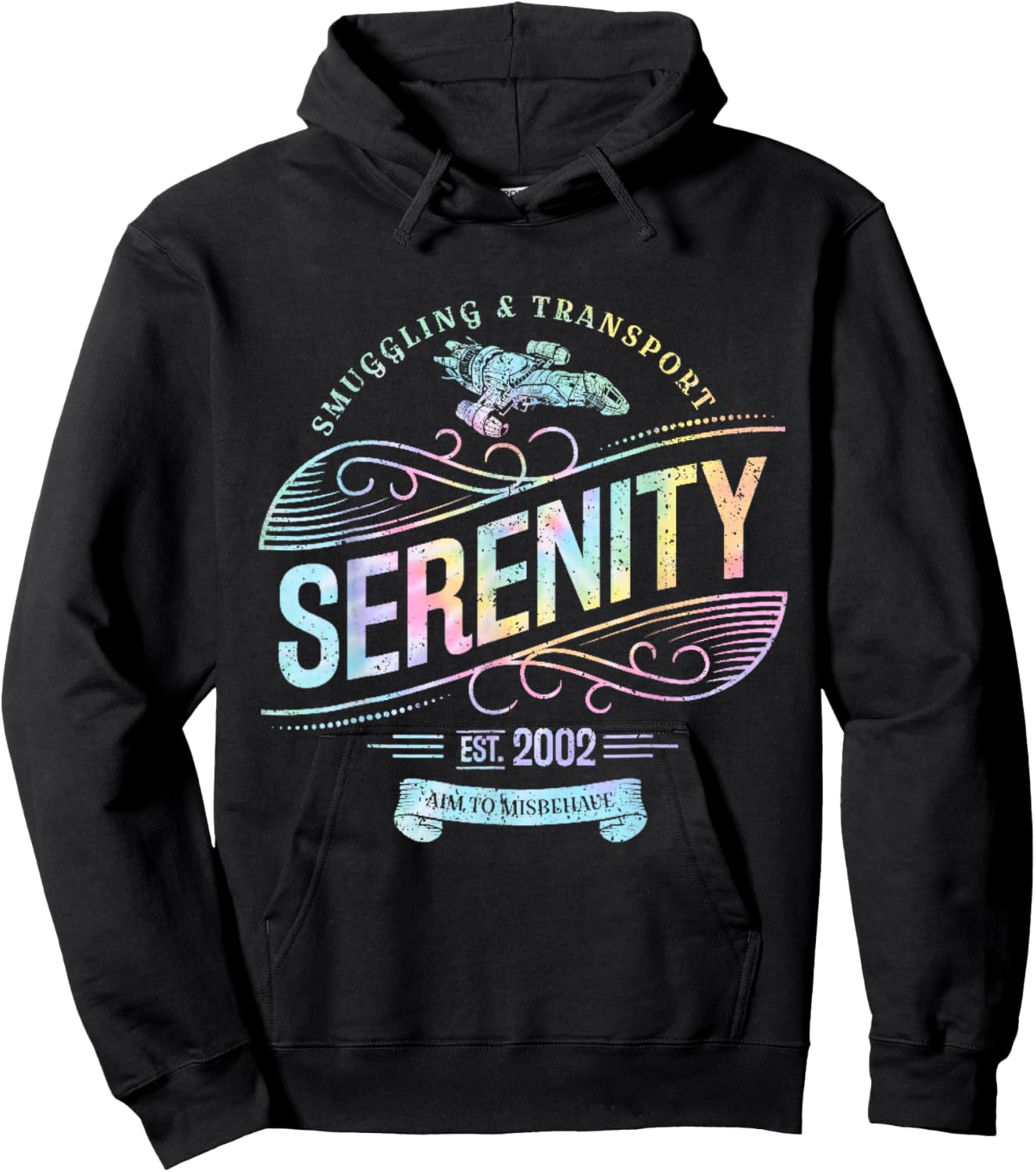 Vintage Serenity Smuggling And Transport Firefly Tie Dye Hoodie - Hoodie | Black