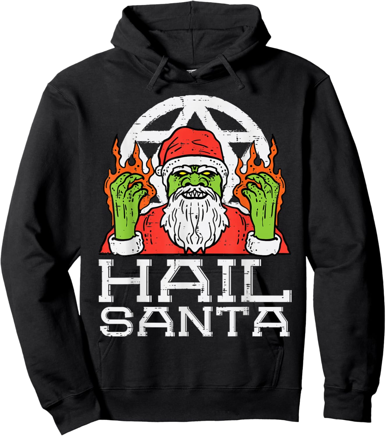 Hail Santa Funny Christmas Xmas Satanism Men Women Kids Hoodie - Hoodie | Black