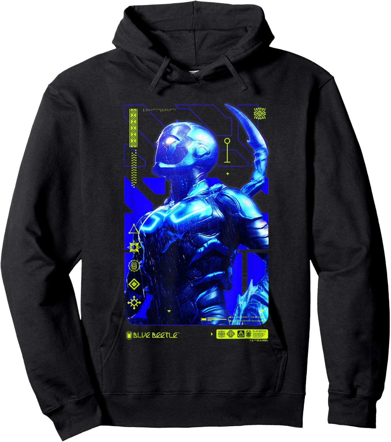 Blue Beetle Heroic Pose Information Card Poster V2 Hoodie - Hoodie | Black
