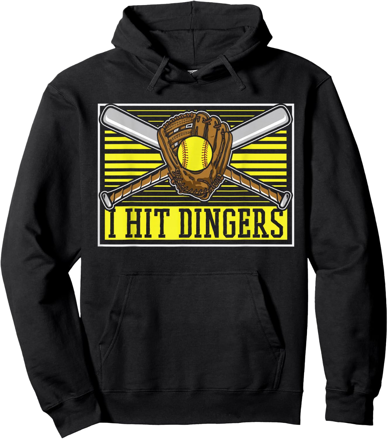 Funny Softball Batter Catcher Pitcher - I Hit Dingers Hoodie - Hoodie | Black